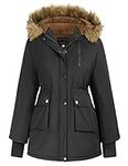 Hanna Nikole Winter Jackets for Women Plus Size Waterproof Quilted Thicken Faux Fur Parka 4x 22W Black