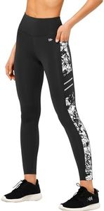 Yvette Printed Workout Leggings for Women High Waisted Yoga Pants with 2 Pockets Non See-Through Tummy Control, White Printed, 5XL