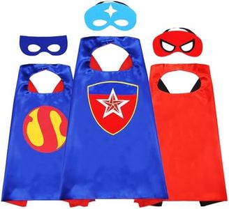 NuGeriAZ Superhero Cape for Kids-Halloween Cape and Mask Cosplay Costumes Set for Kids (Double Sided Cape) (2Pcs Red)