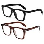 NIDOVIX Trendy Square Blue Light Blocking Glasses for Men Women, Fashion Frame Non-prescription Computer Glasses (Black+Brown)