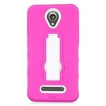 EagleCell - For ZTE Obsidian Z820 - Hybrid Armor Protective Case with Stand - White/Hot Pink