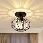 FRIDEKO HOME Modern Light Fixture- Industrial Mini Semi Flush Mount Ceiling Lighting LED Crystal Chandeliers Fitting for Kitchen Hallway Dining Rooms Living Room - Black