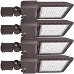 300W LED Parking Lot Lights Slip Fitter,4 Pack 39000LM 5000K Outdoor Lighting with Dusk to Dawn Photocell,IP65 Waterproof,LED Street Lights, Shoebox Light for Parking Lot, Road,110-277VAC ETL Listed