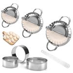 HEKOBAG Dumpling Maker, 7 Pcs Stainless Steel Dumplings Maker Set, 3 Size Dumpling Mould Ravioli Maker & Flour Ring Cutter with Stuffing Spoon, Kitchen Accessorie for Dumpling Ravioli Pastry Empanadas