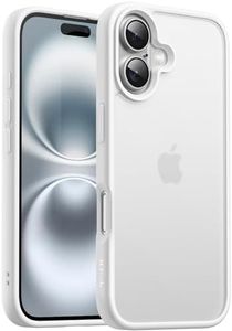 JETech Funda Mate para iPhone 16 Plus 6,7 Pulgadas, Antigolpes Protección contra Caídas Grado Militar, Carcasa Trasera Translúcida Esmerilada, Antihuellas (Blanco)