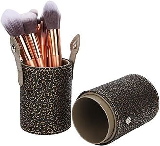 ANGGREK Porte-pinceau de maquillage en cuir PU Portable brosse de maquillage porte-gobelet voyage cosmétique ContainerTool pour bureau ou coiffeuse(Bronze)