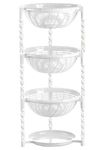 Uncluttered Designs Stacking Basket Bins (3 Tier + Plate) — Display for Fruit, Potato, Onion & Produce — Crafts, Art Supplies & Housewares Organizer — Bedroom & Bathroom Organization & Storage (White)