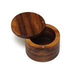 Lipper International 1126 Acacia Wood Salt or Spice Box with Swivel Cover, 3-1/2" x 2-1/2"