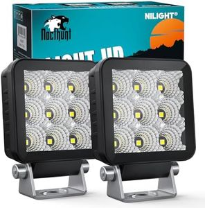 Nilight LED Light Pods 2 PCS 3 Inch 9LED Flood Beam Super Slim Square Offroad Driving Side Ditch Lights Built-in EMC for Tractor Truck Motorbike Boat ATV