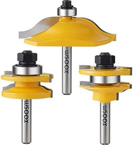 WSOOX 3 PCS Router Bit Set, 1/4-Inch Shank Round Over Raised Panel Cabinet Door Ogee Rail and Stile Router Bits, Woodworking Wood Cutter, Groove Tongue Milling Tool for Woodworking.