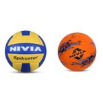 Nivia Super Synthetic Volleyball, Training Ball, 18 Panels, Rubber Hand-Stitched with Dotted Surfac, Storm Football | Rubberized Moulded | Suitable for Hard Ground Without Grass | Training Ball