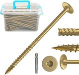 Goowoobee 8Inch Heavy Duty Outdoor Wood Screws,Carbon Steel Rustproof Deck Screws,200Pcs Star Driven Construction Screws,No Pre-Drilling Required,for Woodworking Construction Projects,T30 Drill Bit
