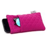 Face Shadow Double Glasses Case Squeeze Top Soft Sunglasses Case Cell Phone Pouch for Women Men with Cleaning Cloth