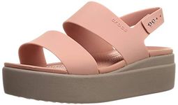 crocs Brooklyn Pink Women Wedge Pale Blush/Mushroom Fashion Sandals - W6 (206453-6RT)