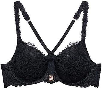 Savage X Fenty, Women's, Romantic Corded Lace Front-Closure Push Up Bra, Caviar, 38D