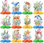 12Pcs Ocean Sea Animal Honeycomb Centerpieces,Tropical Fish Under The Sea Birthday Party Decor Table Centerpieces for Boys Girls Kids Baby Shower Ocean Themed Beach Photo Props Party Decor Supplies