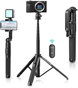 ULANZI SK-03 Selfie Stick Tripod, 64" Professional Stable Phone Tripod Stand for Smartphone/Action Camera, 3 in 1 Extendable Phone Tripod with Detachable Remote for Travel Selfies Video Recording Vlog