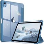 FINTIE Hybrid Case Compatible with iPad 10th Generation 2022 (10.9 Inch) - [Ultra Slim] Shockproof Clear Cover with Built-in Pencil Holder, Auto Wake/Sleep, Ocean Blue