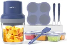 HEYVALUE Baby Food Maker, 13-in-1 Baby Food Processor Sets, Fruit, Vegatable, Meat, Food Puree Blender with Baby Food Containers, Food Freezer Tray, Silicone Spoons, Silicone Spatula (Dark Blue)