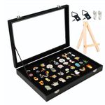 Black Dustproof Pin Display Case Shadow Box Frame with Hooks for Military Medal Jewelry Pin Badge Rings Necklaces Bracelets- 11x8 Inch