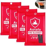 Aotala Fire Blankets Emergency for Home and Kitchen Emergency Fire Blanket for Home Fireproof Blanket for Camping, Grill, BBQ, Picnic, Fireplace, Office (4Pack)