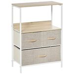 HOMCOM 3 Drawer Storage Chest Unit Home Cabinet w/Shelves Home Living Room Bedroom Entryway Living Furniture, Light Grey