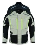 Texpeed Mens Motorcycle Jacket Waterproof Off White Beige Grey Textile Cordura With Biker Motorbike CE Armour (EN 1621-1) 4XL