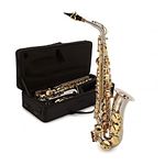 Gear4music Alto Saxophone Beginners Kit with Hard Case Nickel & Gold