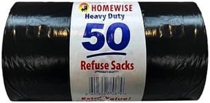 Homewise 50 Bin Bags Heavy Duty 100L Bin Bag Refuse Sacks Pack Of 50 Black Bags For Rubbish Large Bin Bags Eco Friendly for Home Offices & Garden Extra Strong Bin Liners Made from Recycled Material