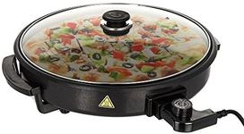 Almineez Electric 40cm Multi-Function Electric Cooker Skillet Pan With Glass Lid - Adjustable Thermostat - Non Stick - Sauté Pizza Skews Paellas Frying Pan Steamer 1500W