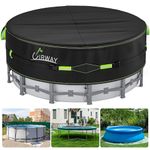 UIRWAY 15 Ft Round Pool Cover with Reflective Strips, Swimming Pool Cover for Above Ground Pools, Solar Cover Including Rope Tie and Luminous Ground Nails, PU Tarp Snug Fit for UV Protected