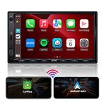 ATOTO F7 WE 7inch Double DIN Car Stereo, Wireless CarPlay & Wireless Android Auto, Touchscreen Car Radio with Bluetooth, Mirror Link, HD LRV, FM/AM, GPS Navi, Voice Control, F7G2A7WE