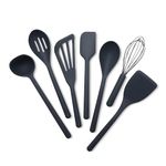 GreenPan Silicone 7 Piece Cooking Utensil Set, Ladle, Turners, Spatula, Spoons, Whisk, Flexible Nonstick Kitchen Tools Rigid Steel Core, Heat-Resistant, Anti-Slip Handle BPA-Free Dishwasher Safe, Gray