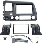 Honda Civic 2006 2007 2008 2009 2010 2011 Dark Grey Aftermarket Radio Stereo Double Din Install/Installation Dash Kit with Wiring Harness and Antenna Adapter