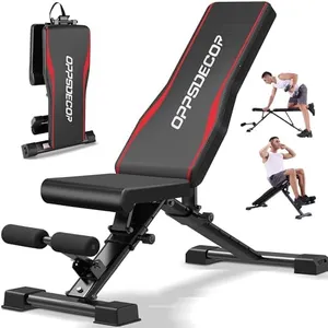 OppsDecor Adjustable Weight Bench Workout Bench Multi-Function Olympic Weight Bench Fitness Barbell Rack Incline Seat for Strength Training Home Gym
