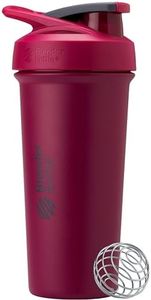 BlenderBottle Strada Sleek Shaker Cup - Botella de agua aislada de acero inoxidable con batidor de alambre, 710 ml, frambuesa