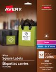 Avery Square Labels for QR Codes, Laser and Inkjet Printers, 2" x 2", 300 Labels, Permanent, Square, Matte White, (22806) Made in Canada