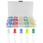 YIXISI 600 PCS 3mm LED Diode Kit, 2pin Light Emitting Diodes, Round Head LED Lamp, LED Light Diodes, Assorted Color Diodes Resistor Kit (5 Colors)