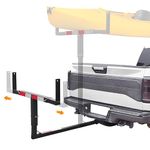 Grandroad Auto Truck Bed Extender, 2 in 1 Design Foldable Kayak Hitch Extender, 850lbs Load Capacity Pick Up Truck Bed Hitch Mount Extension Rack for Canoe Boat Kayak Lumber/Black