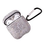 Sparkly Diamond Case for AirPods with Keychain, Shockproof Protective Premium Bling Rhinestone Cover Skin Compatible with AirPods Charging Case 2 & 1 (white AB)