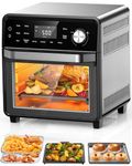 Nuwave Smart Air Fryer Oven with POWERPORT™ Plug-In Grill for Dual-Zone Efficient Cook, 100 in 1 Advanced Convection Toaster Oven Countertop w/Insulated 2-Glass Door, 550°F Preheat, Stainless Steel