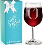 Monogrammed A-Z Wine Gifts for Women - 12.75 oz Engraved Personalized Wine Glass- Funny Wine Lover Monogram Gifts for Women - Unique Wine Glasses Gift Set (O)