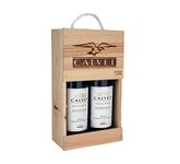 Calvet - Wine Gift 2 bottles of red wine Réserve, Bordeaux in wooden box (2 x 0.75 L)