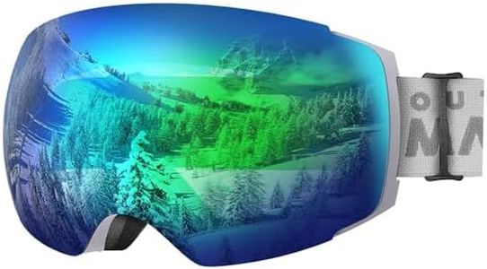 OutdoorMaster Ski Goggles PRO - Frameless, Interchangeable Lens 100% UV400 Protection Snow Goggles for Men & Women (Grey Frame VLT 18% Grey Lens with Full REVO Green and Free Protective Case)