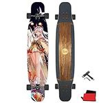 Dancing Longboard Girl Cruiser Complete Skateboard Pro 117.5×26.5cm, ABEC-11 bearing, 7-layer Canadian Maple Deck, Free-Style and Downhill dance board Anime, for Teens Adults Beginners Girls Boys,A