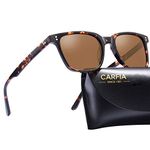 Carfia Polarized Sunglasses for Women Men Vintage Designer Sunglass for Driving Holiday Traveling, UV400 Protection, 46mm (Square - Brown lens) (Square - Brown lens)(Size: One Size)