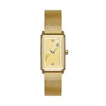 SHENGKE Minimalist Watch (Love Me Tender Love Me Home) Casual Fashion Wrist Watch Mesh Square Gold