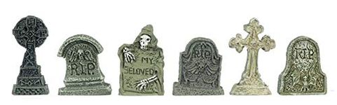 Melody Jane Dollhouse 6 Gravestone Tombstone Headstone Halloween Graveyard 1:24 Accessory