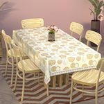 Kuber Industries Rangoli Printed PVC 6 Seater Dinning Table Cover 60"x90" (Cream),Polyvinyl Chloride (PVC),Square,Pack of 1