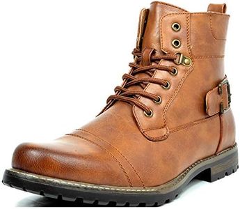 Bruno Marc Men's Motorcycle Combat Boots Casual Zipper Biker Boot, Brown, Size 8.5 M US, PHILLY-5